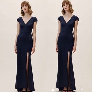 BHLDN ARA MAXI DRESS GOWN NAVY BLUE CAP SLEEVE